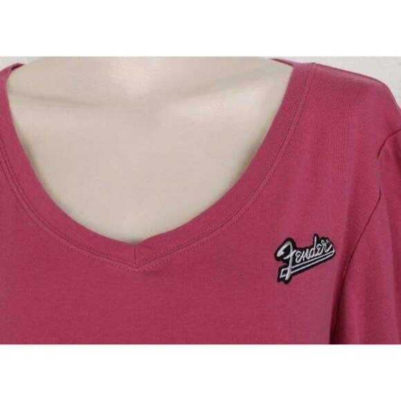 Fender size XL solid berry color embroidered logo v neck tunic top womens - Picture 4 of 6